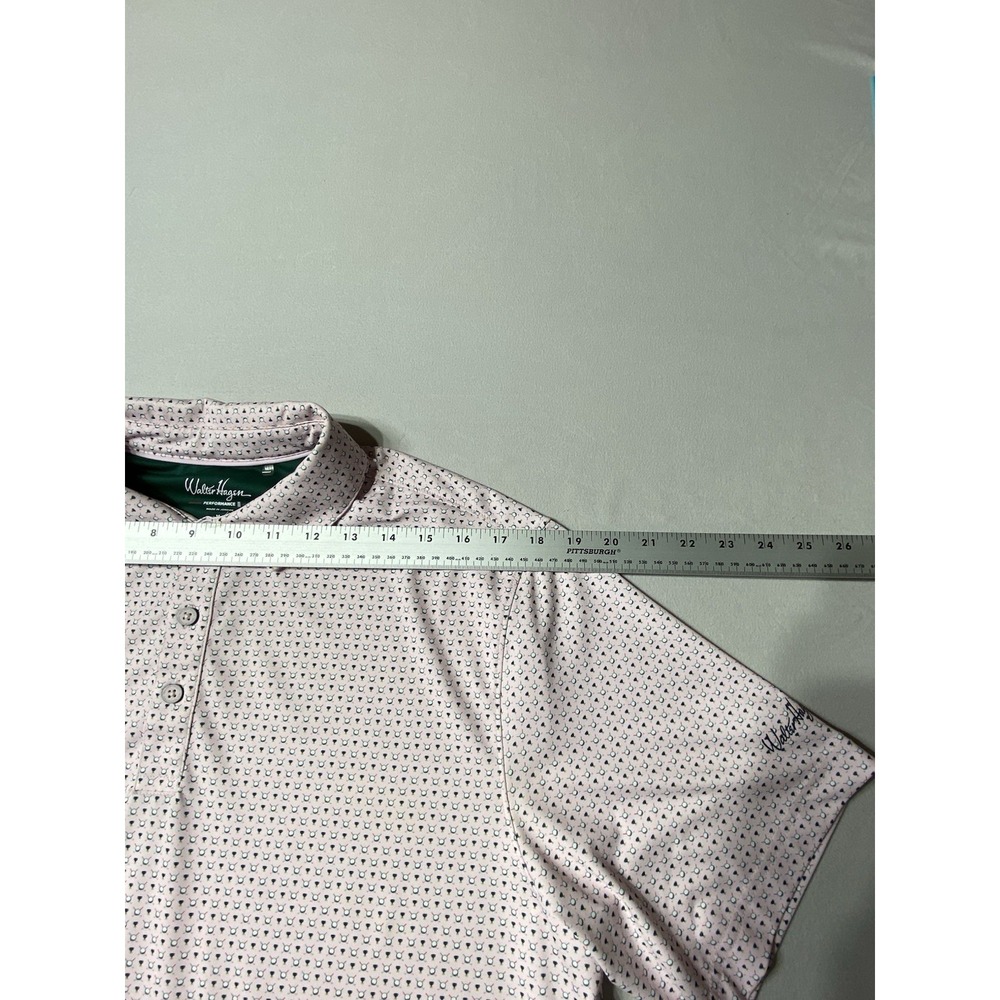 Walter Hagen 11 Golf Polo Shirt Men's Medium Pink Tee Print Stretch Performance - Picture 6 of 11